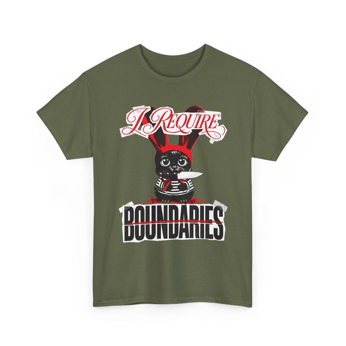 I Require Boundaries T-Shirt — Funny Creepy Cute Cat Knife Tee