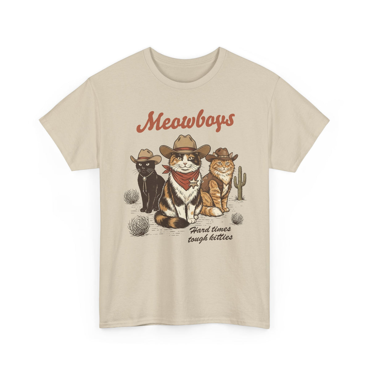Meowboys Cat Cowboy T-Shirt — Funny Western Cat Tee for Cat Lovers