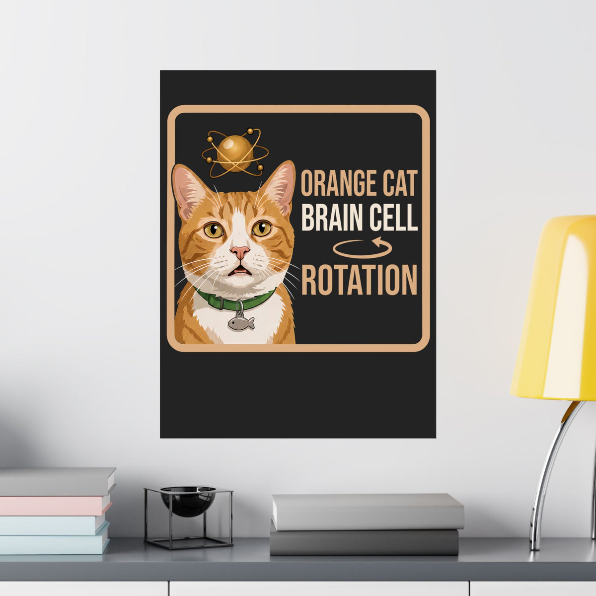 Orange Cat Brain Cell Rotation Poster