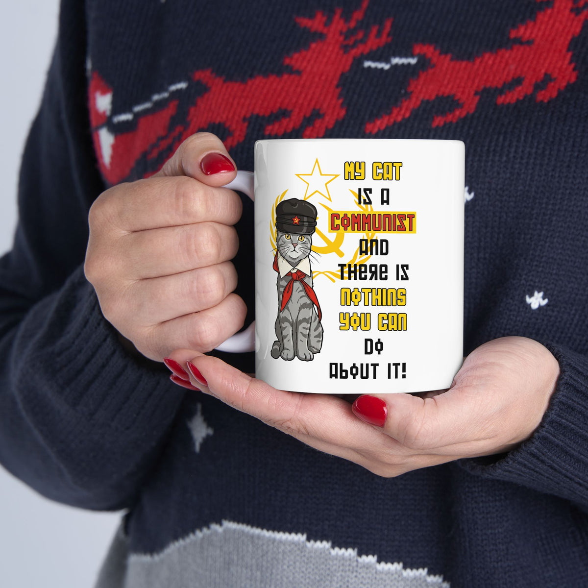 My Cat Is A Communist Ceramic Mug — Funny Political Cat Mug