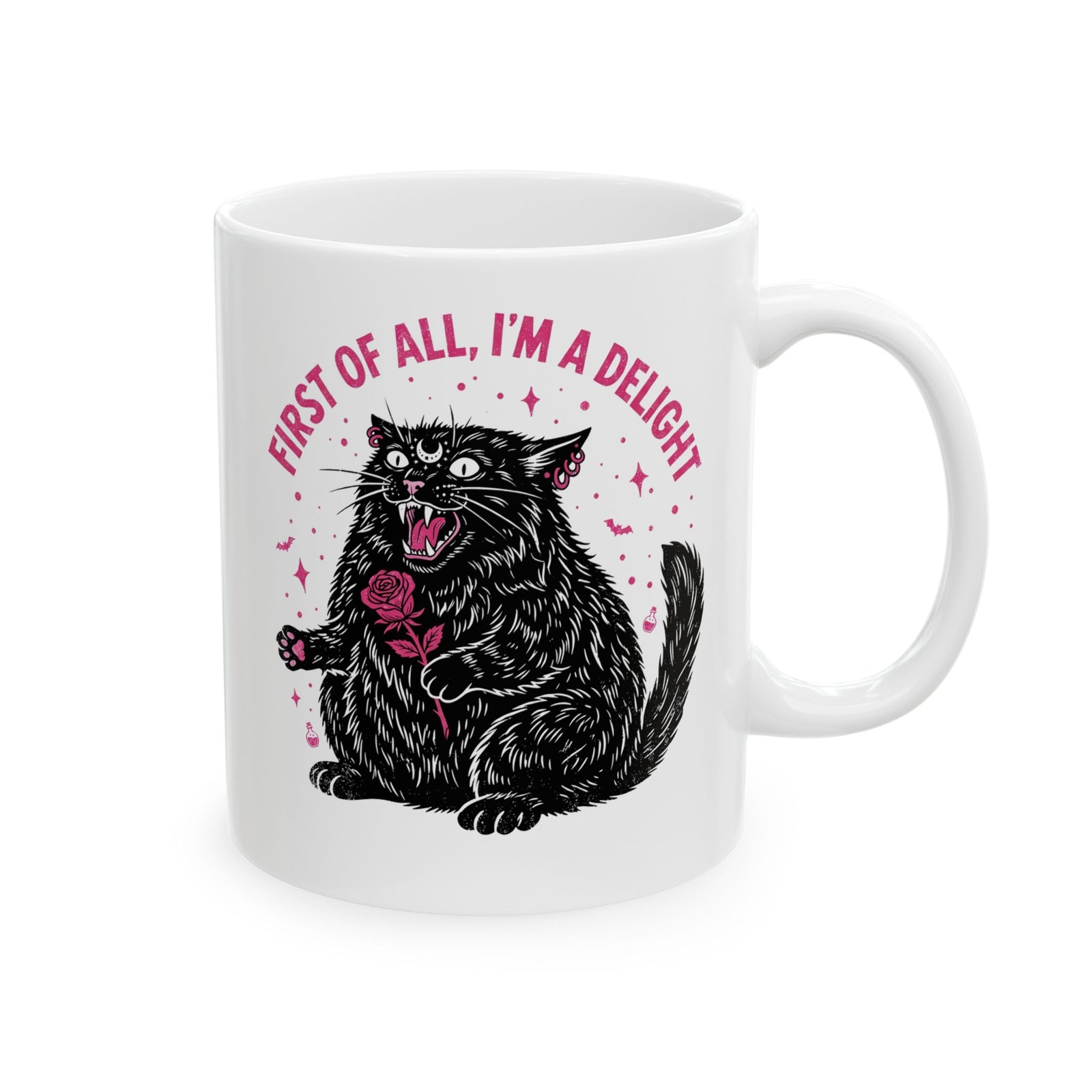 Black Cat "First of All I'm a Delight" Ceramic Mug