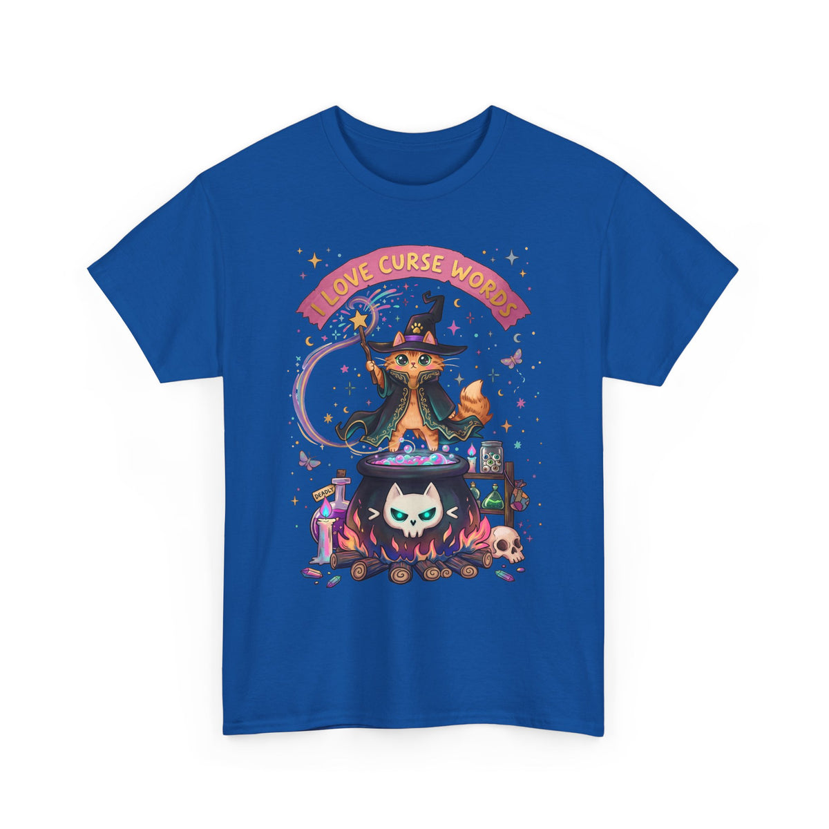 I Love Curse Words Wizard Cat T-Shirt — Cute Witchy Cauldron Tee