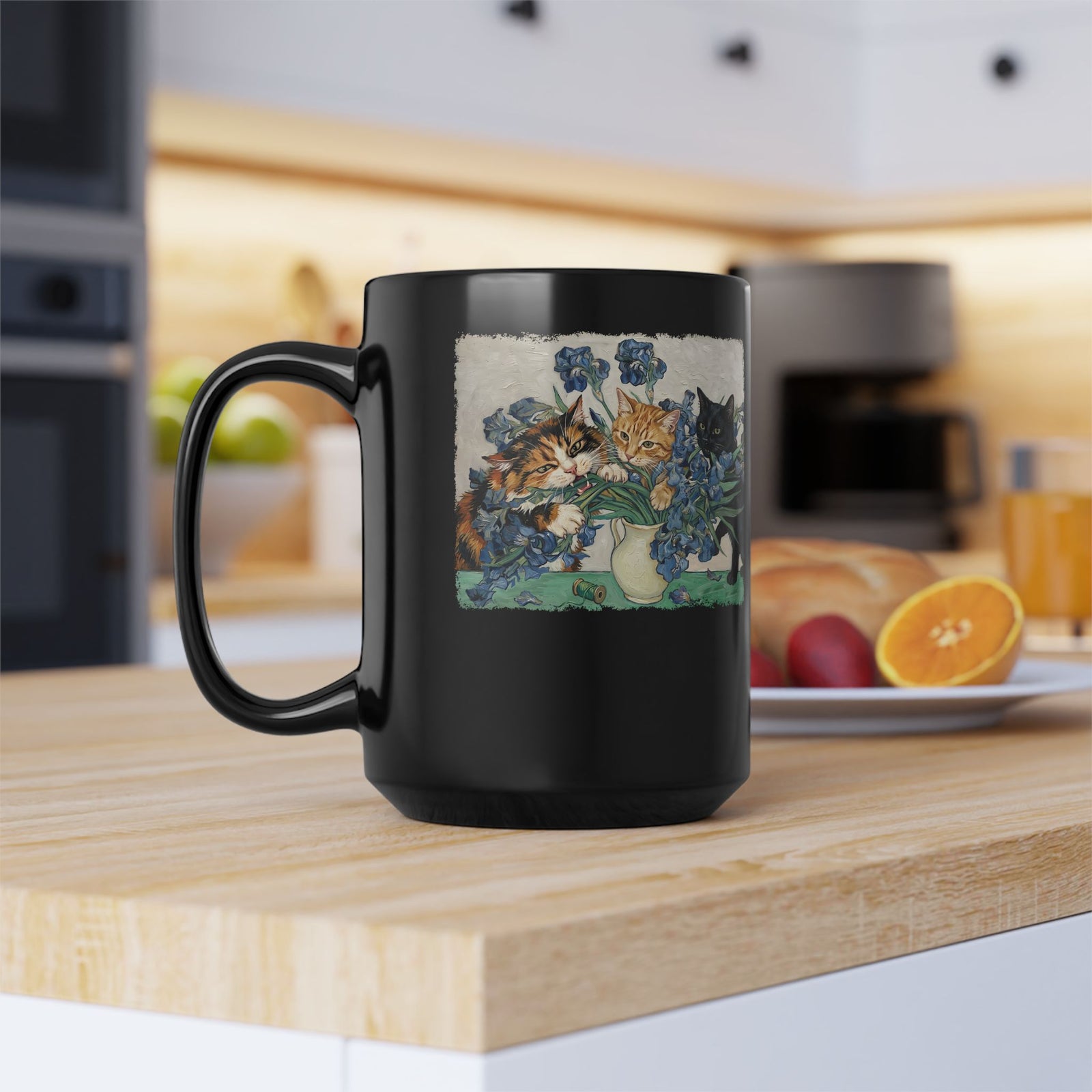 Cats and Masterpiece Black Mug