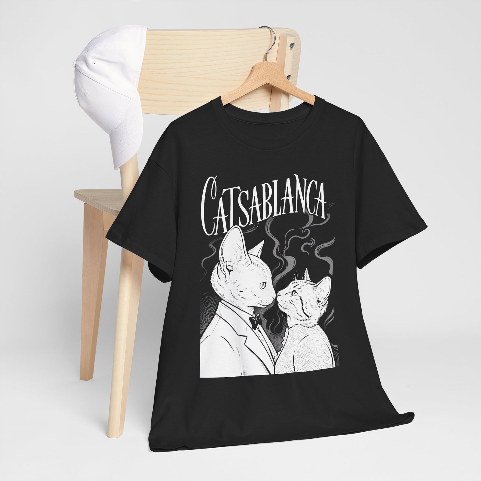 Catsablanca Graphic Tee — Retro Noir Cat Movie Parody T-Shirt