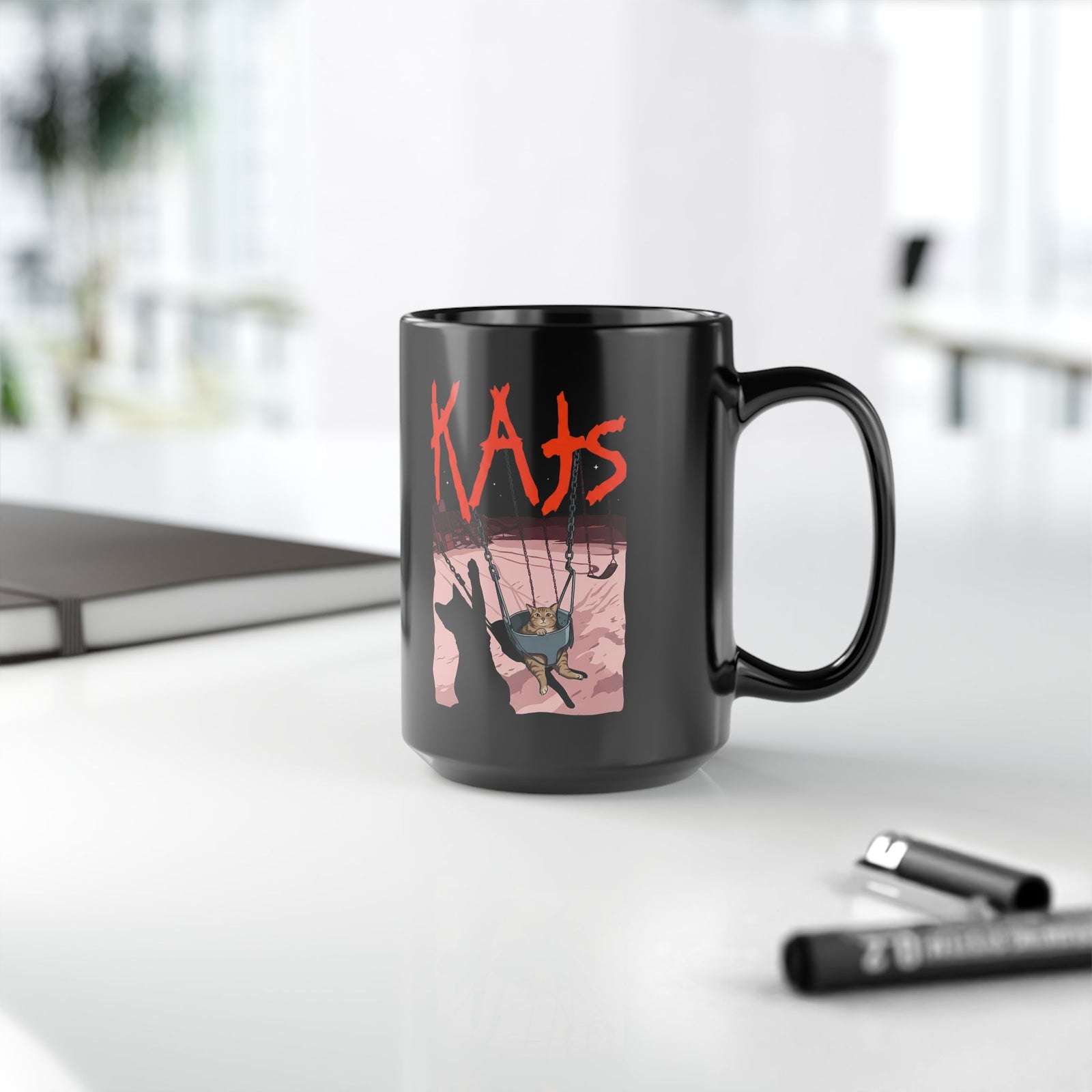 Rock Cat Band Black Mug — Funny 'Kats' Album Parody Mug