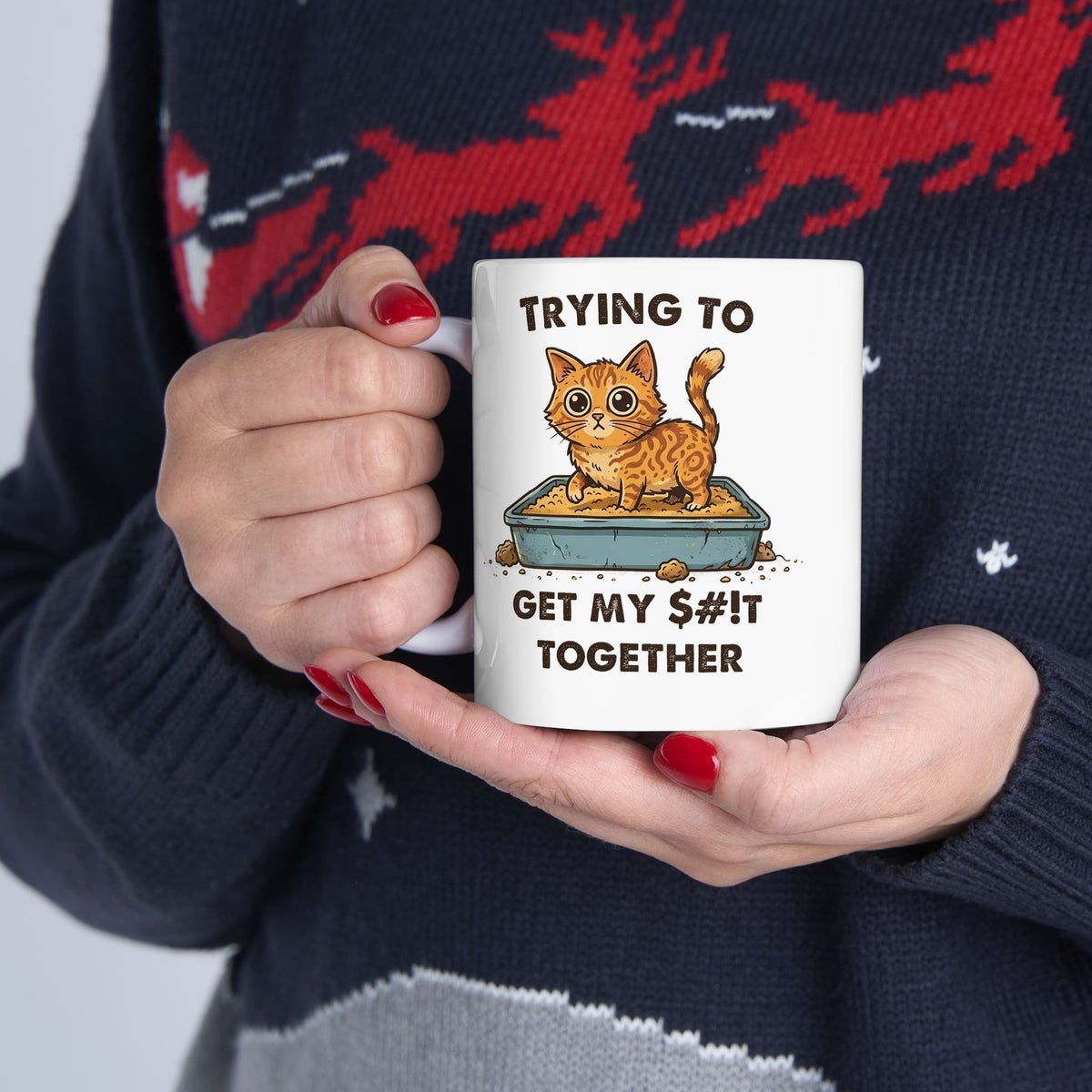 Funny Cat 'Trying To Get My Sh!t Together' Ceramic Mug