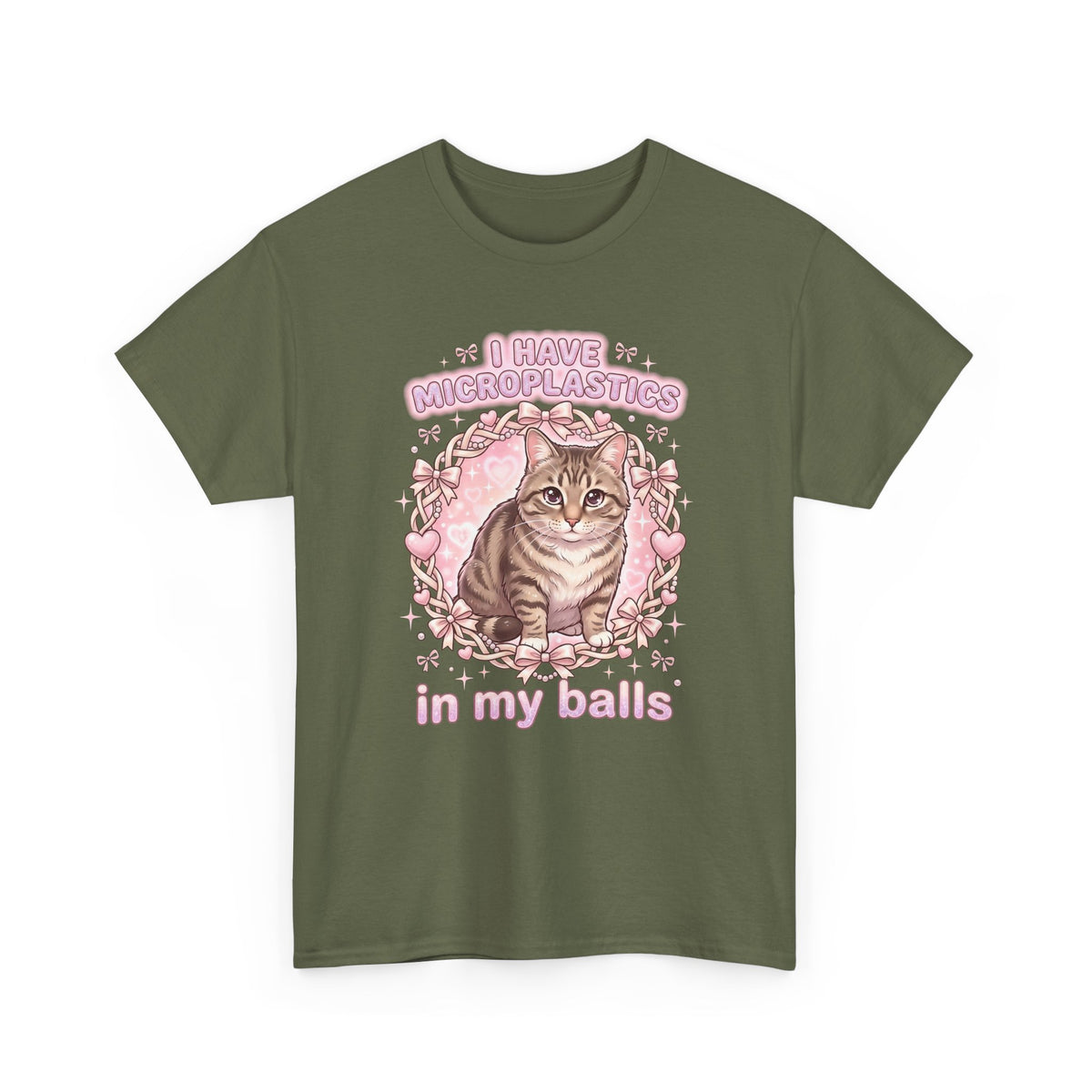 Funny Cat Tee "I Have Microplastics In My Balls" Meme Shirt