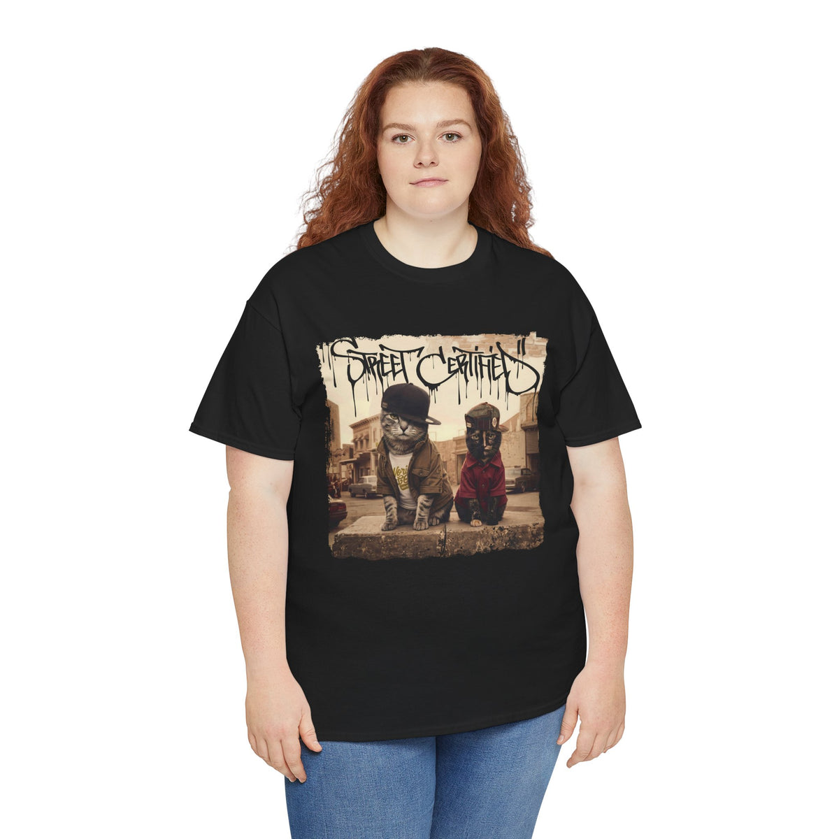 Funny Streetwear Cats "Street Certified" Retro Graphic Tee