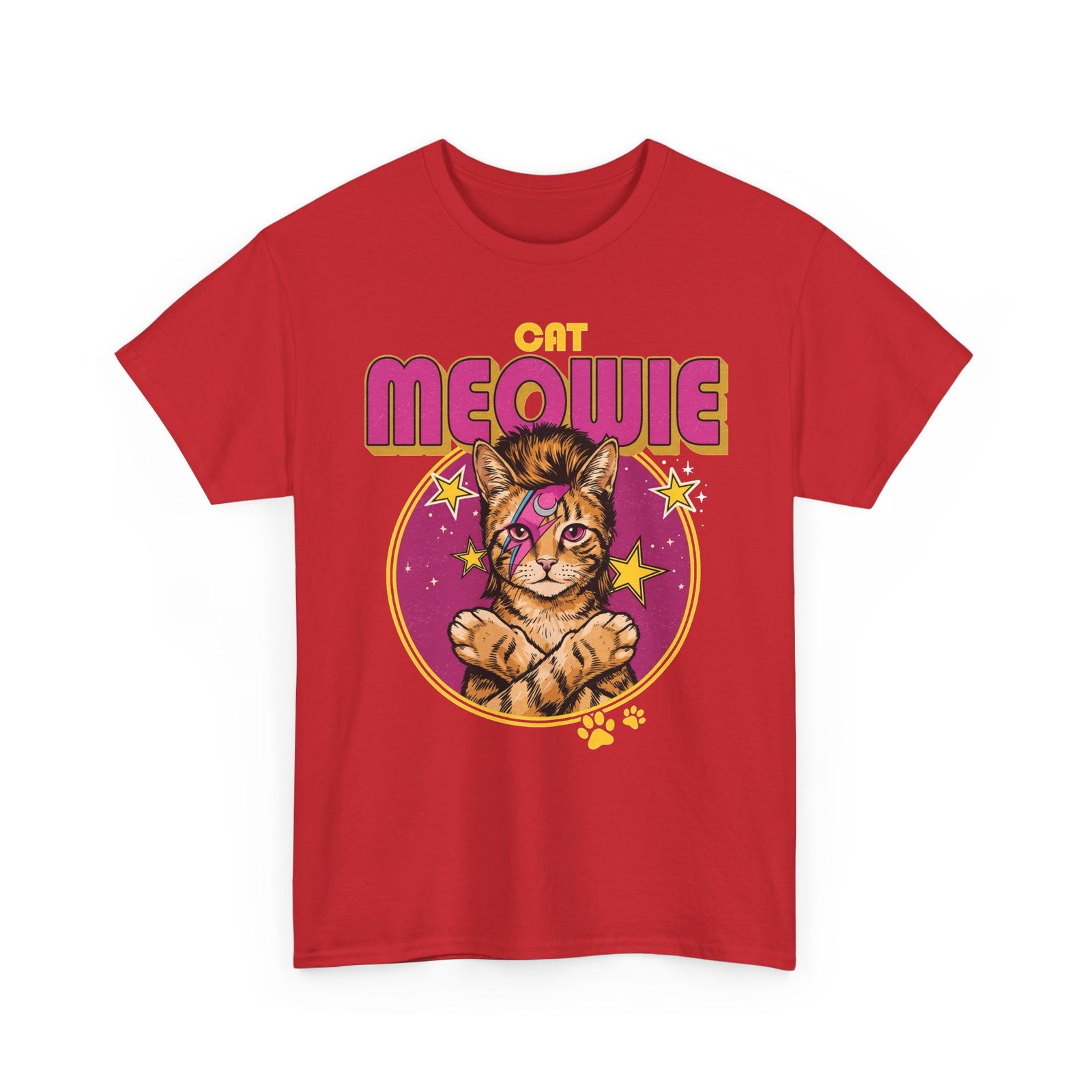 Funny Cat Meowie Lightning Bolt Shirt — 80s Retro Rocker Cat T-Shirt