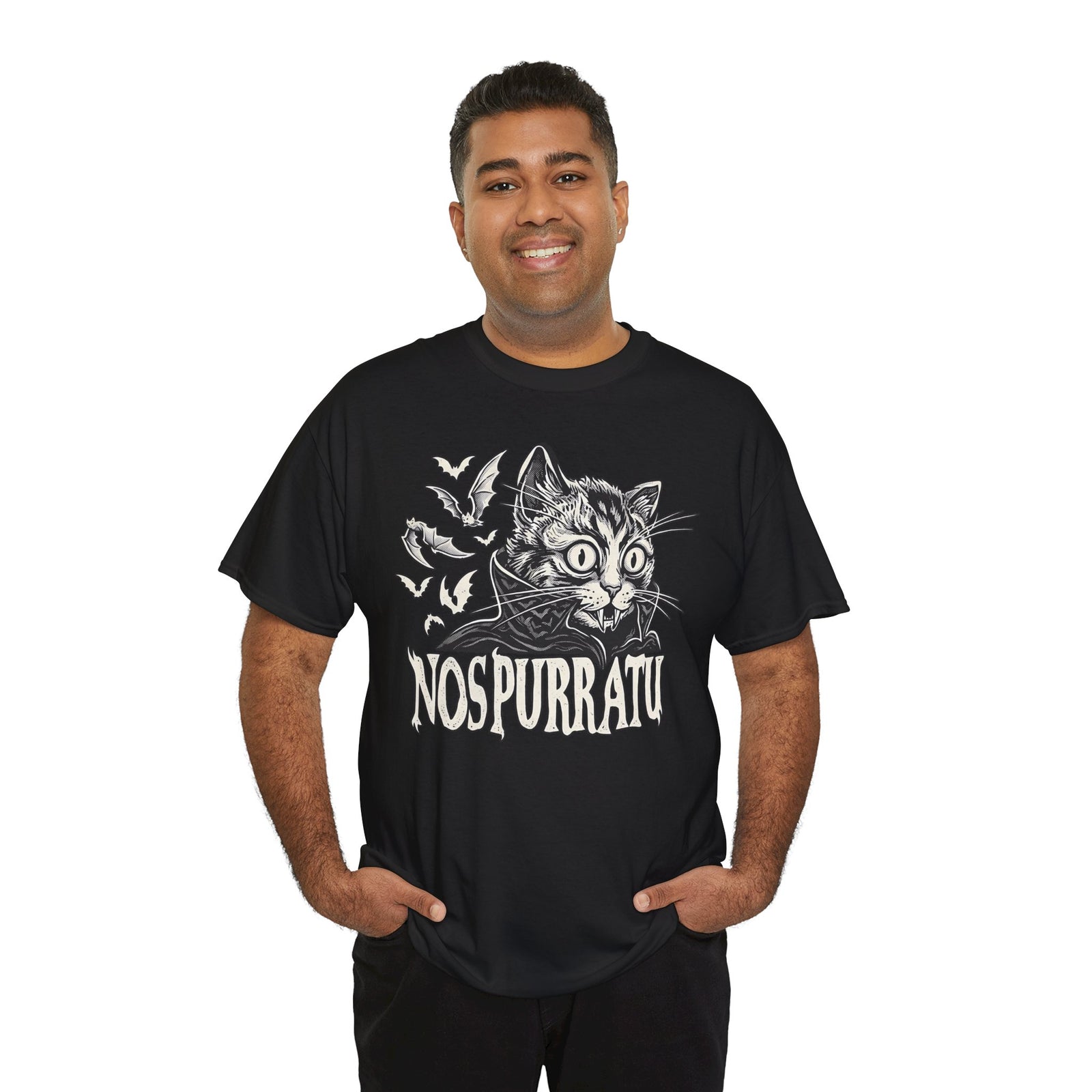 Nosferatu Cat T-Shirt — "Nospurratu Cat Nosferatu" Gothic Vampire Cat Tee