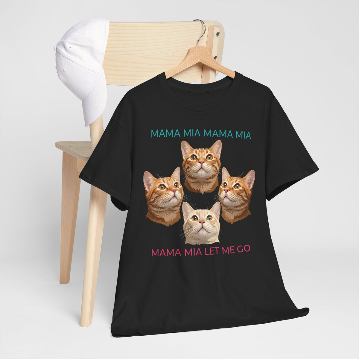 Funny Cat Rock Band T-Shirt — "Mamma Mia Let Me Go" Parody