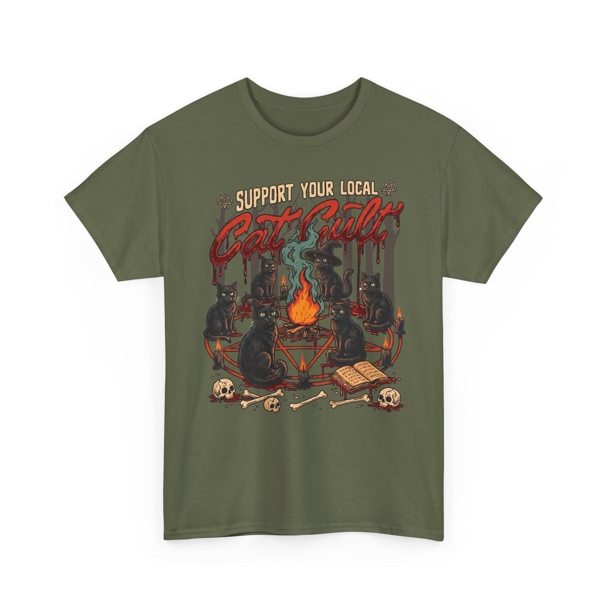Support Your Local Cat Cult T-Shirt — Witchy Occult Black Cats Tee