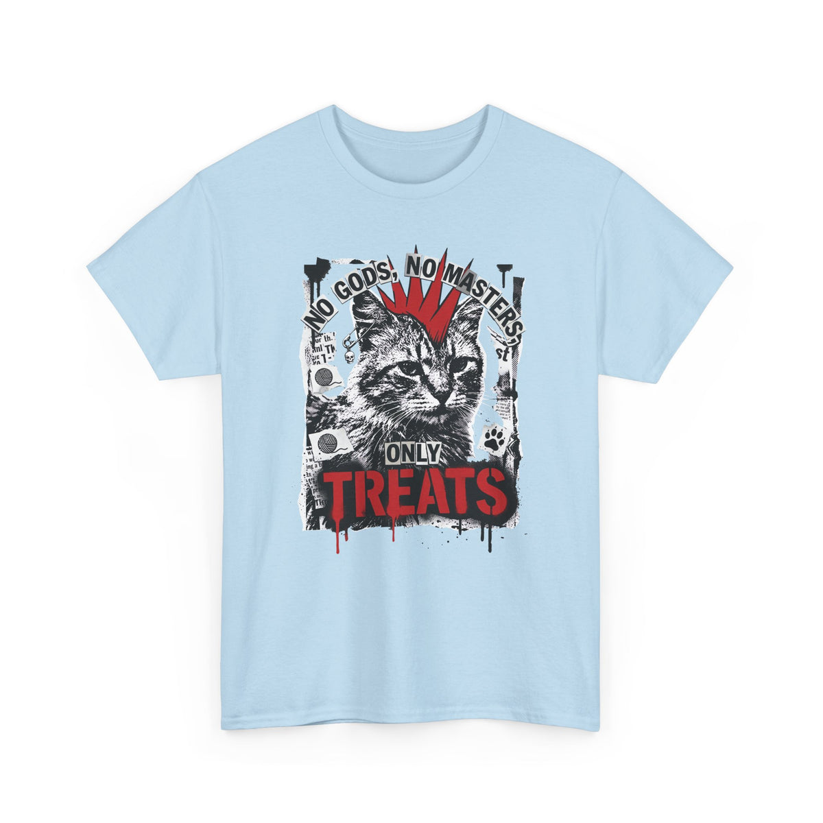 Punk Cat Tee — “No Gods No Masters, Only Treat” Graphic T-Shirt