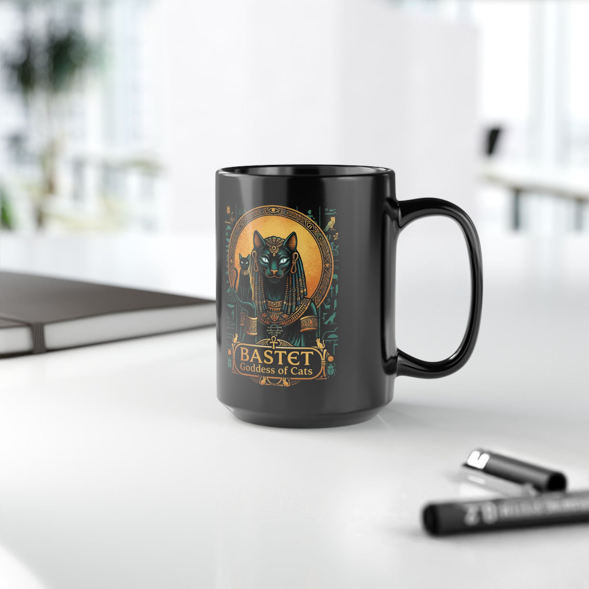 Bastet Goddess of Cats Black Mug