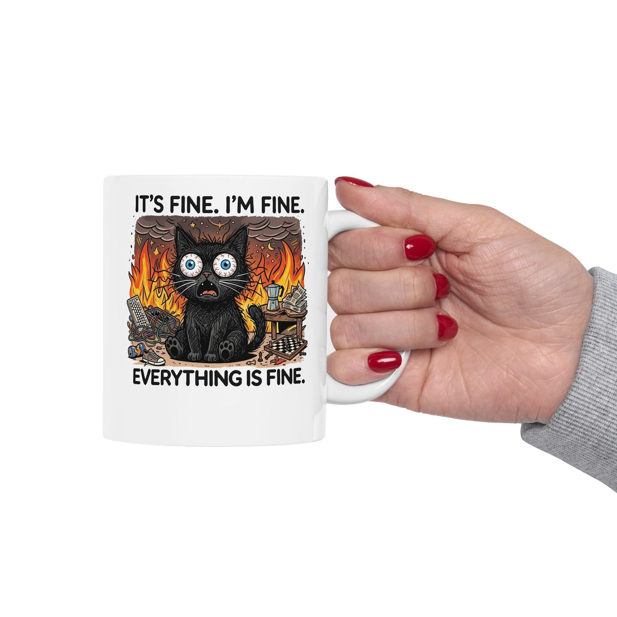 It's Fine I'm Fine Cat Ceramic Mug