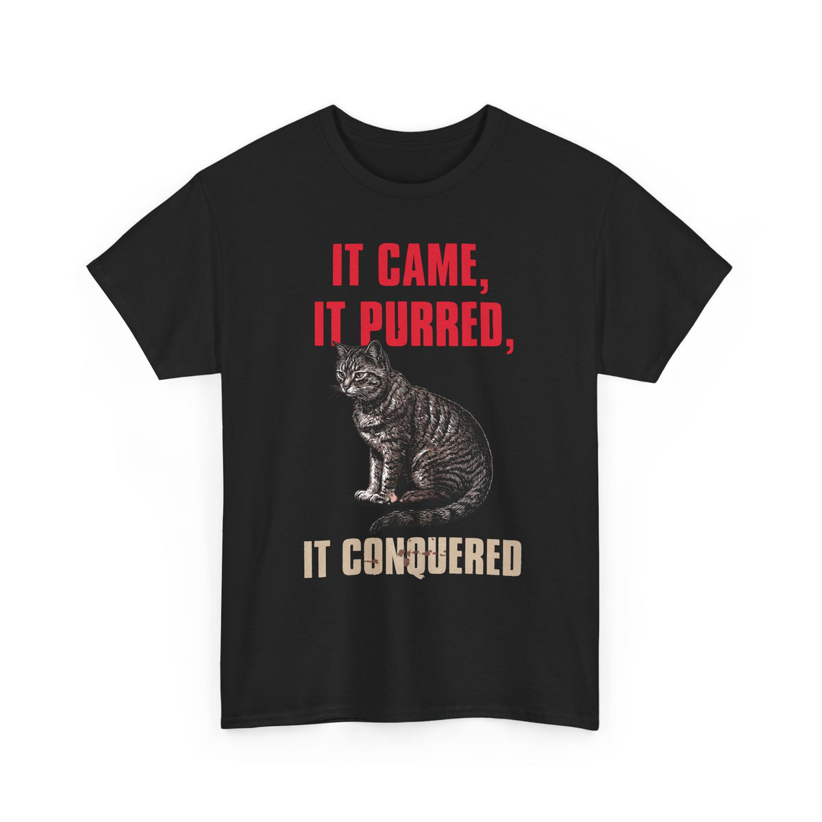 It Came It Purred It Conquered T-Shirt — Funny Julius Caesar Cat Parody Tee