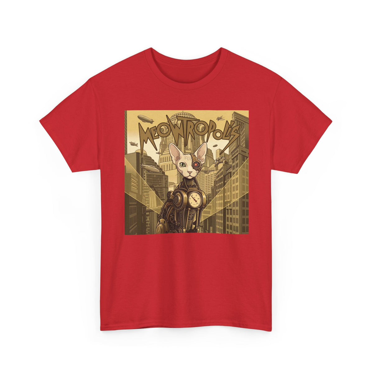 Meowtropolis Sci‑Fi Cat T-Shirt — Futuristic Cat Graphic Tee