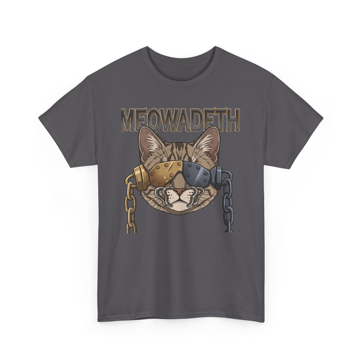 Meowadeth Cat Band Tee – Vintage Metal Cat Graphic T-Shirt