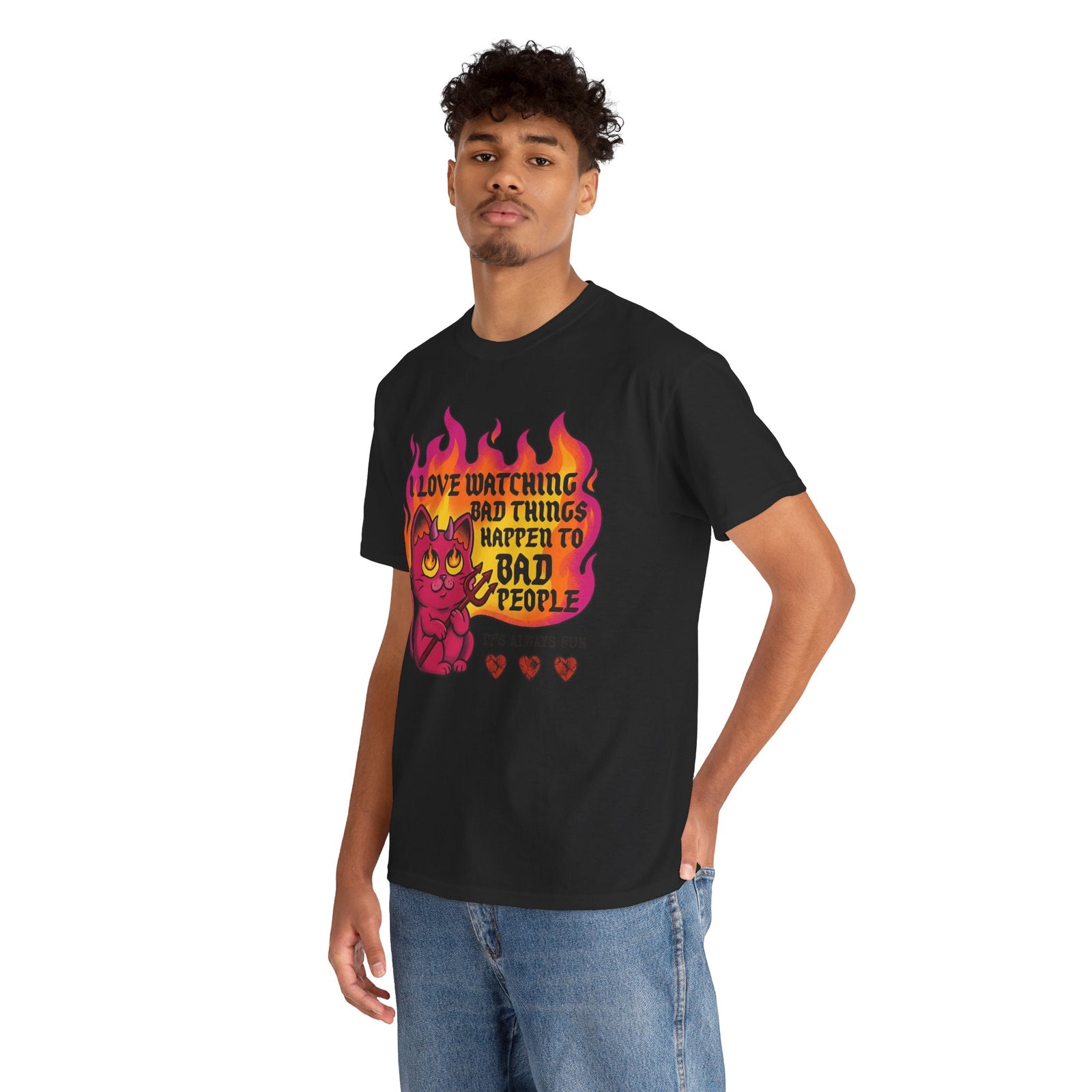 Evil Cat 'I Love Watching Bad Things' T-Shirt