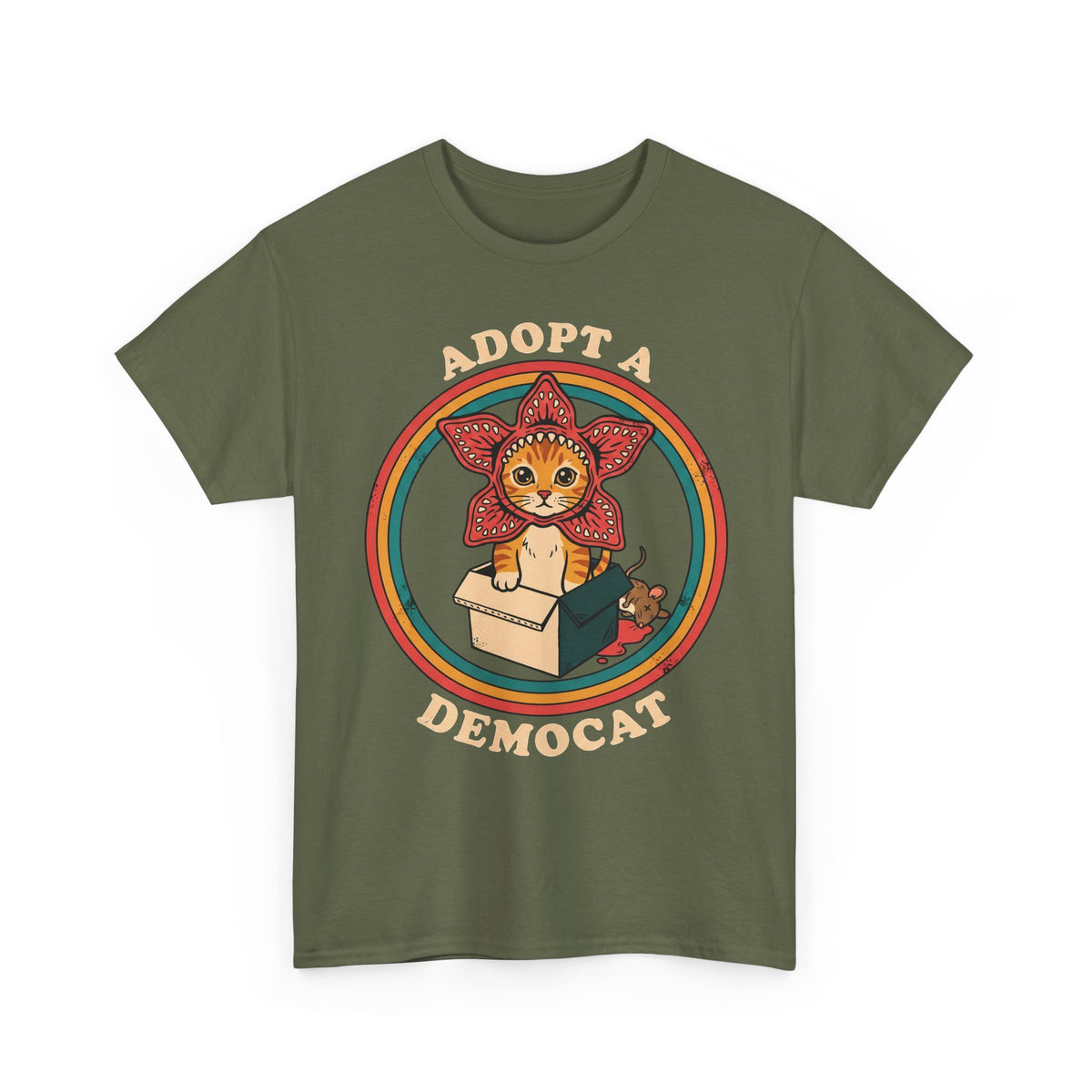 Adopt A Democat T-Shirt — Stranger Things Parody Orange Tabby Tee