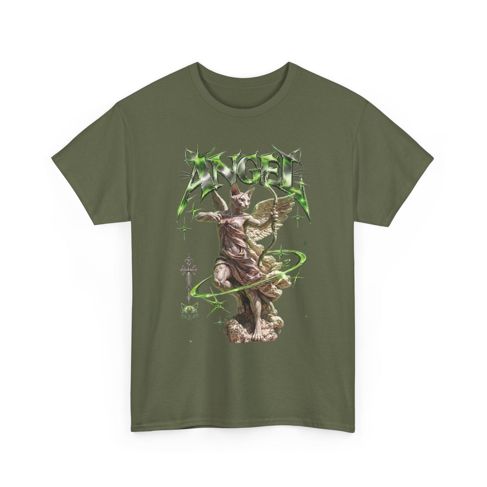 Funny Angel Hairless Sphynx Cat Shirt — Renaissance Cyber-Goth T-Shirt