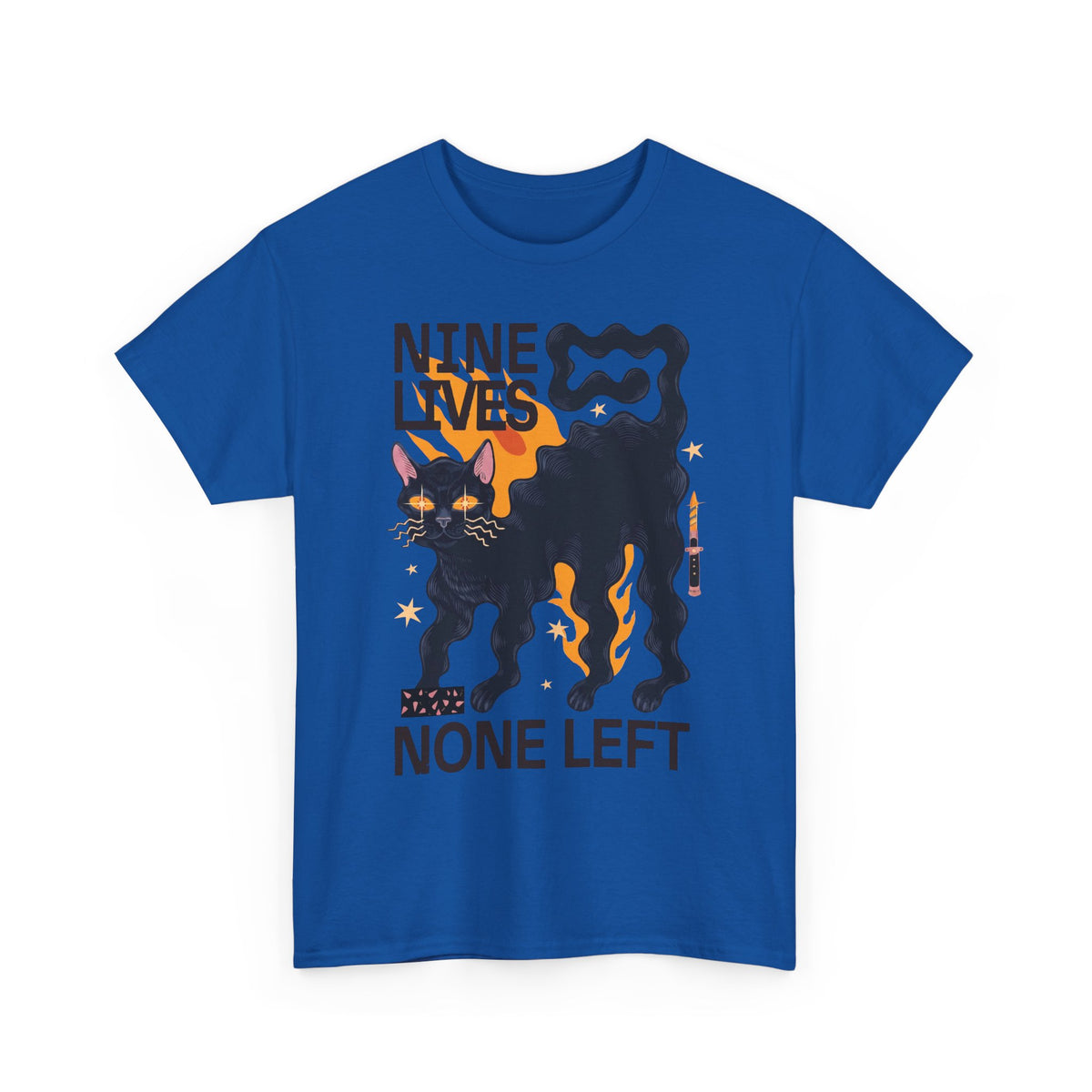 Nine Lives None Left T-Shirt — Edgy Spooky Black Cat Graphic Tee