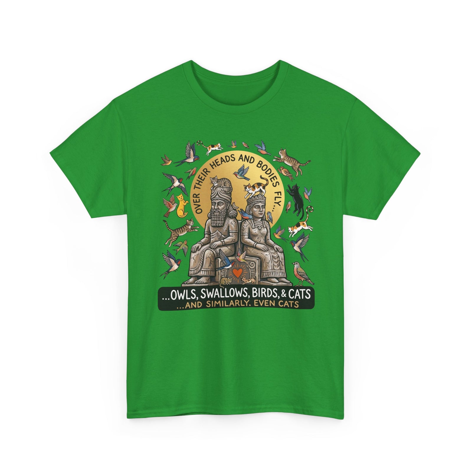 Birds & Cats Graphic T-Shirt — "Over Their Heads and Bodies Fly"