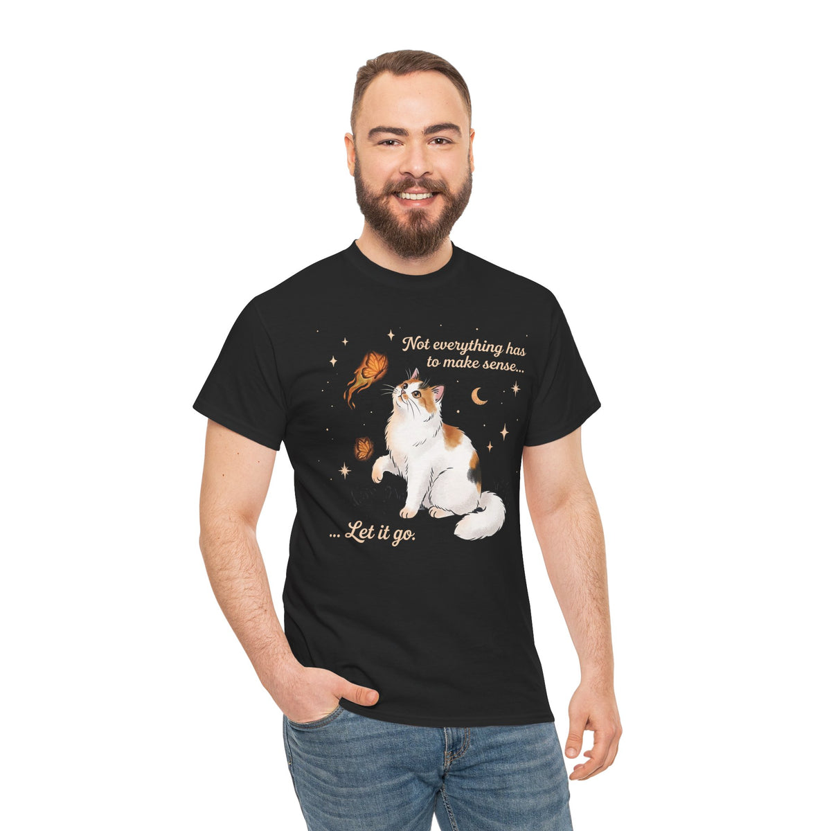 Vintage Whimsical Cat T-Shirt — Spiritual Quote Graphic Tee
