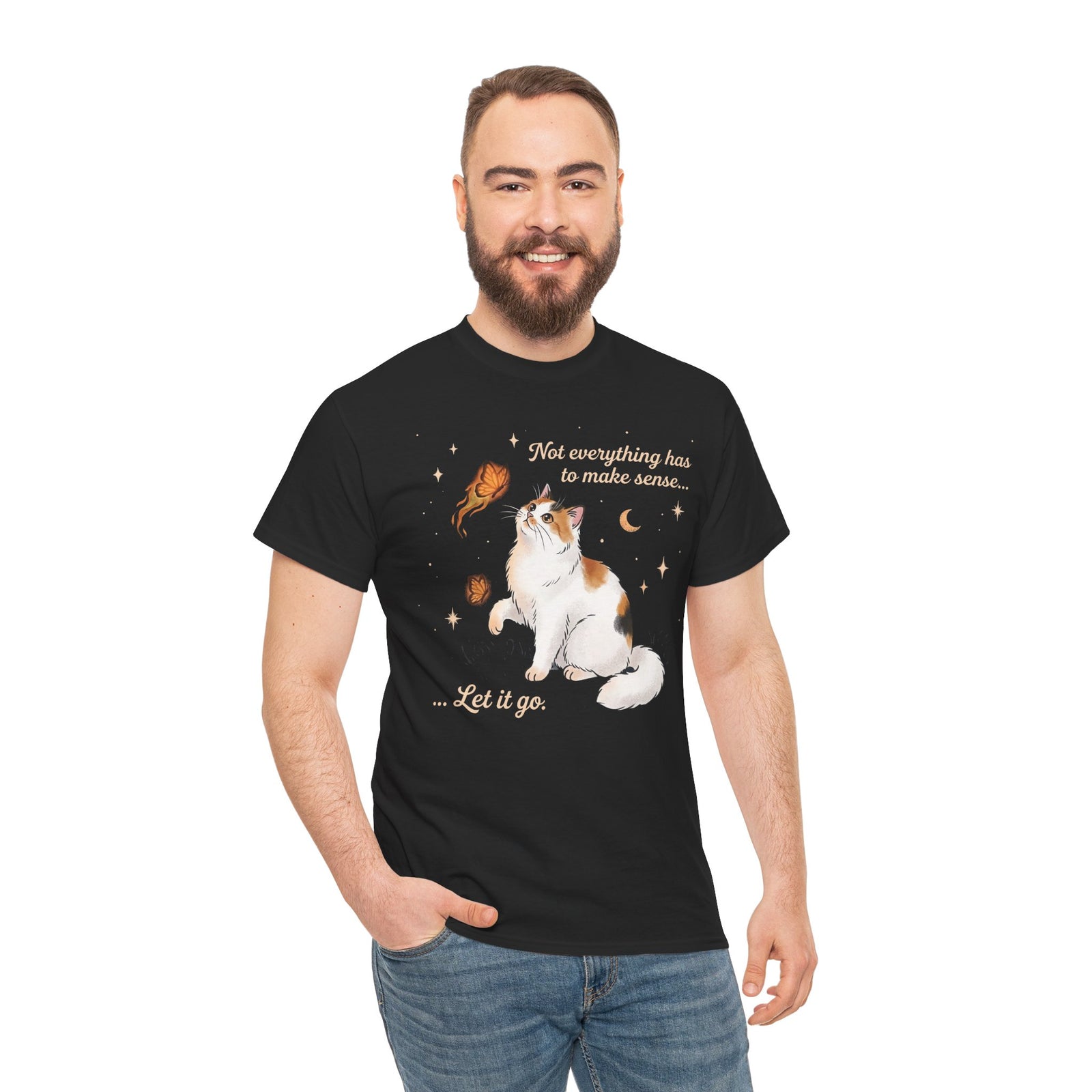 Vintage Whimsical Cat T-Shirt — Spiritual Quote Graphic Tee