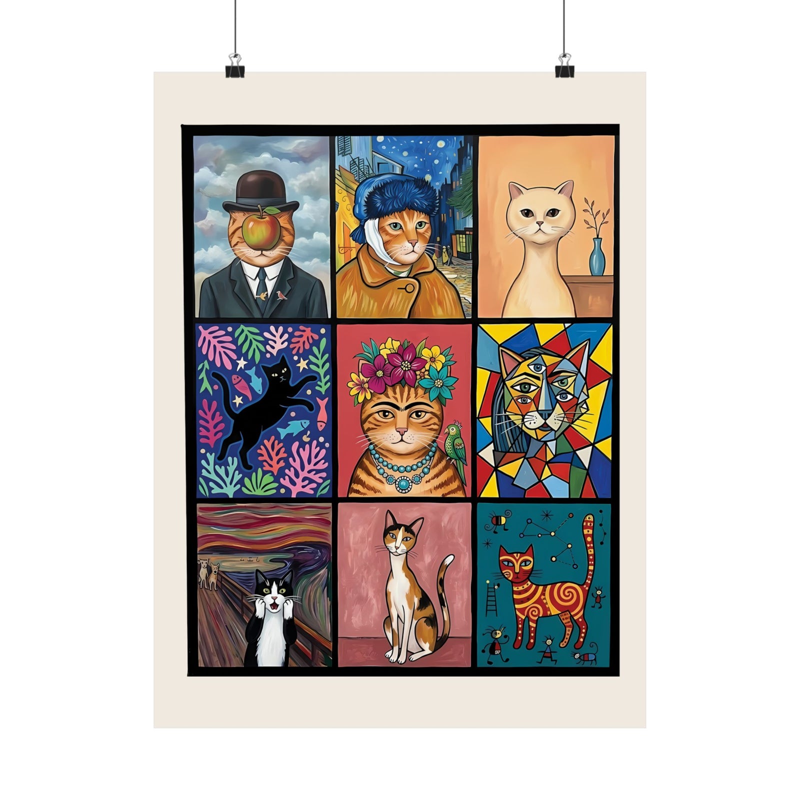 Cats & Art Graphic Poster — Artworks and Cats Design