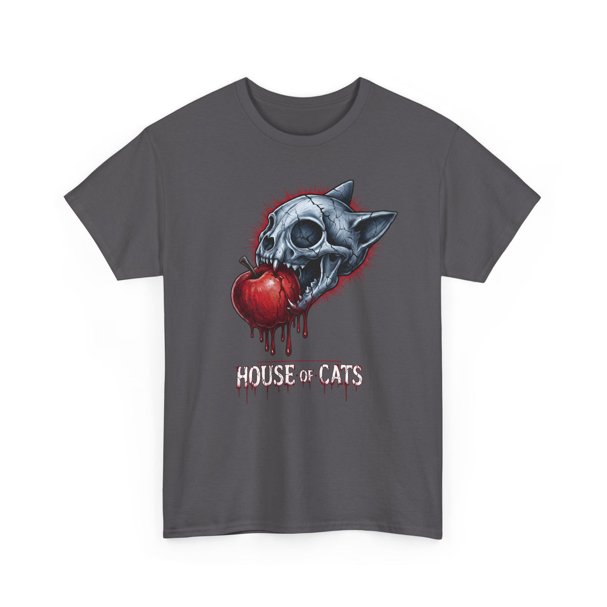 House Of Cats T-Shirt — Gothic Cat Skull Dripping Apple Tee
