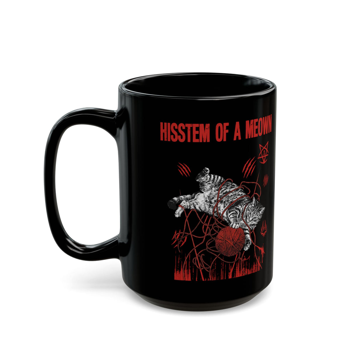 Hissten Of A Meown Black Mug — Funny Cat Pun Mug