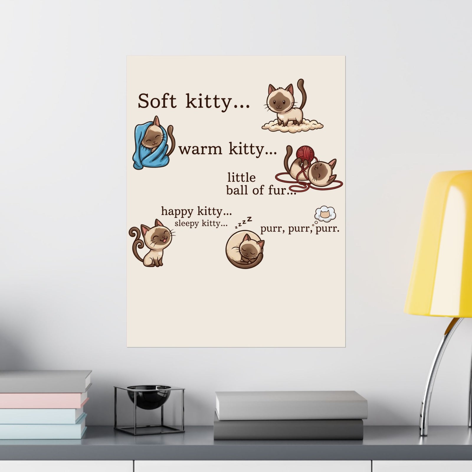 Soft Kitty Warm Kitty Poster — Cute Cat Lyrics Poster