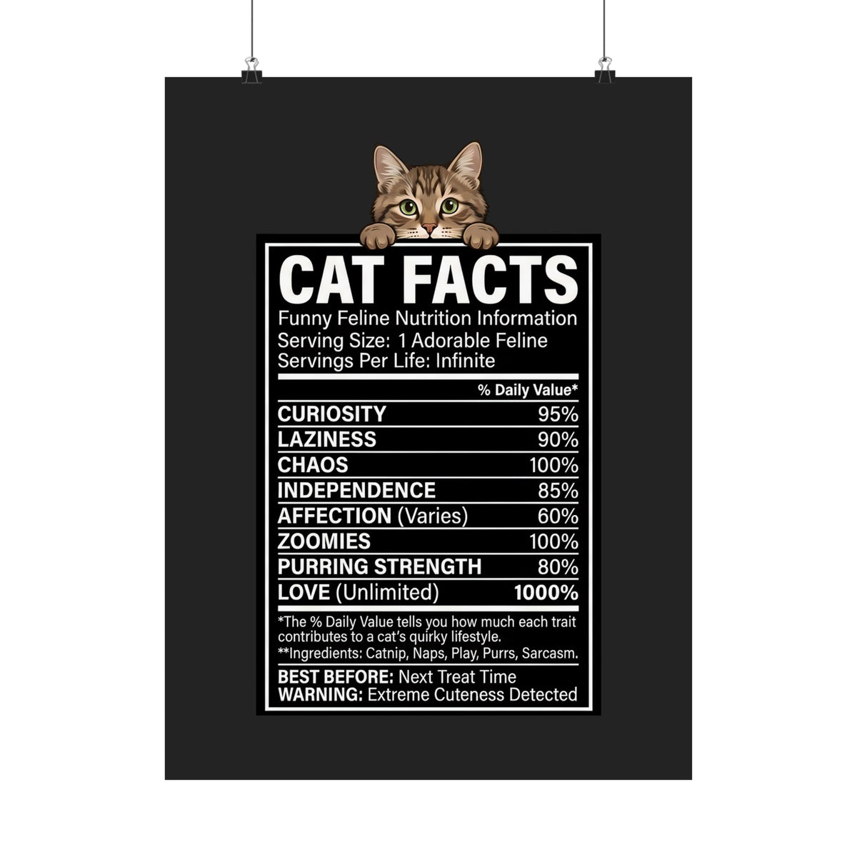 Cat Nutrition Facts Poster