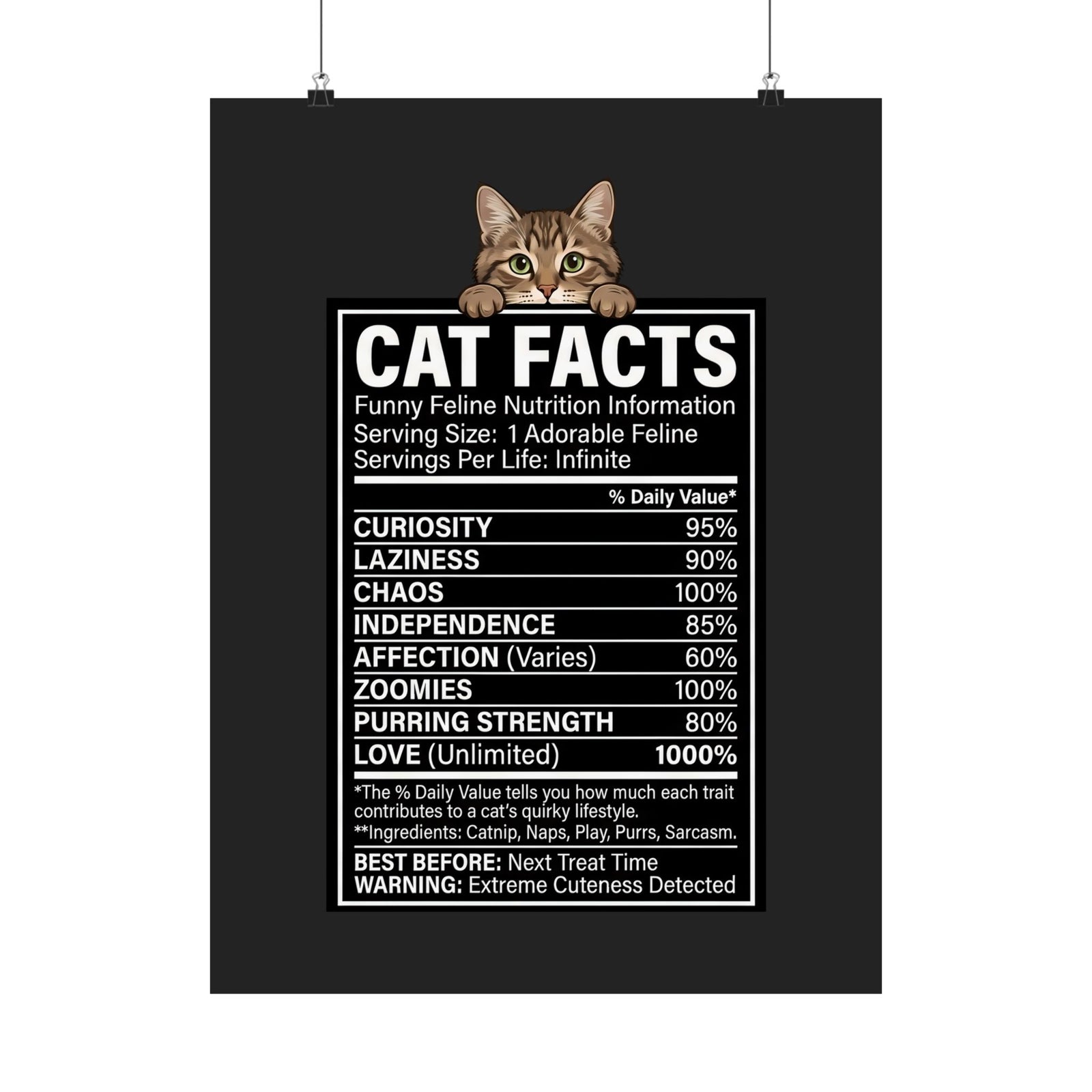 Cat Nutrition Facts Poster