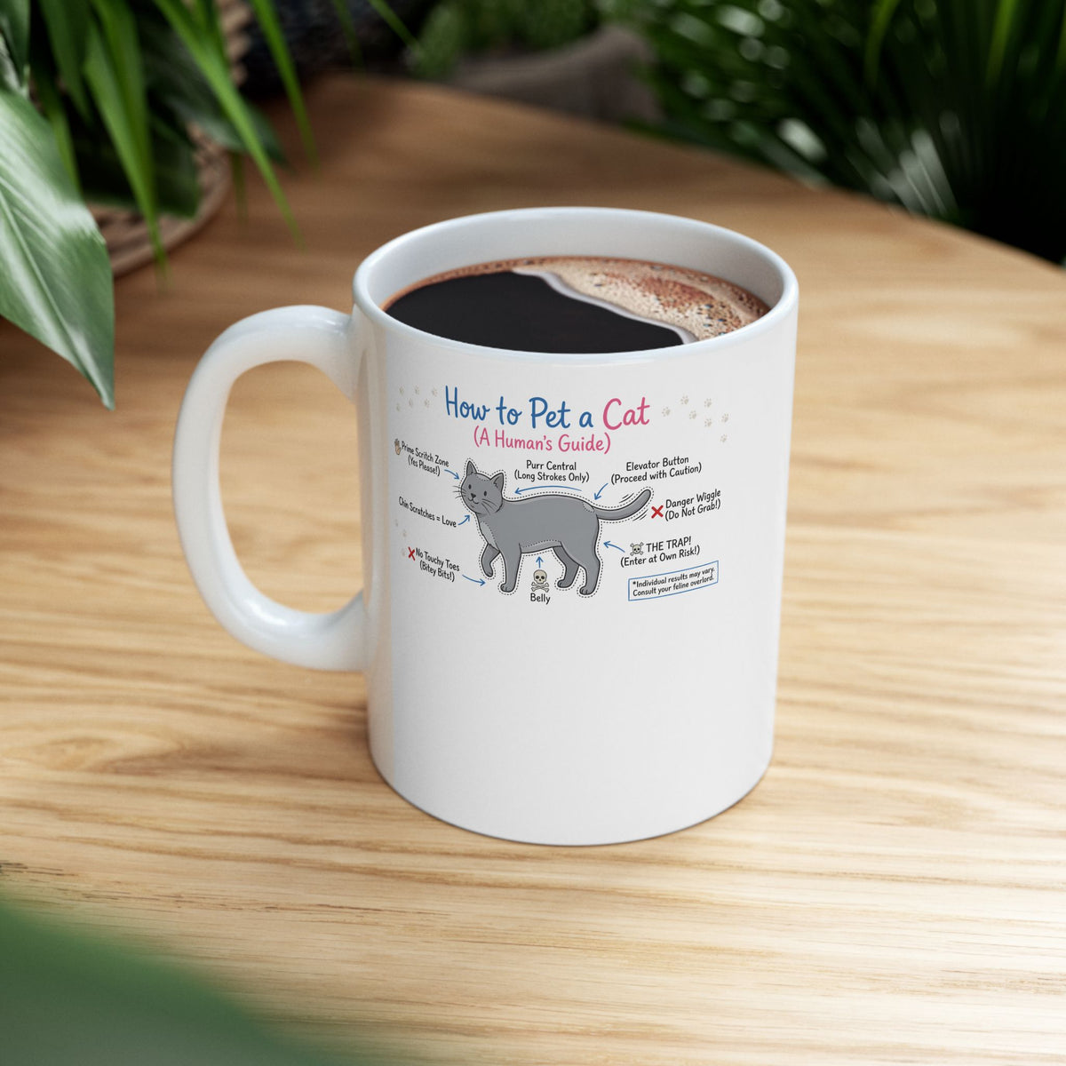 How To Pet A Cat Ceramic Mug — Funny Cat Care Mug for Cat Lovers