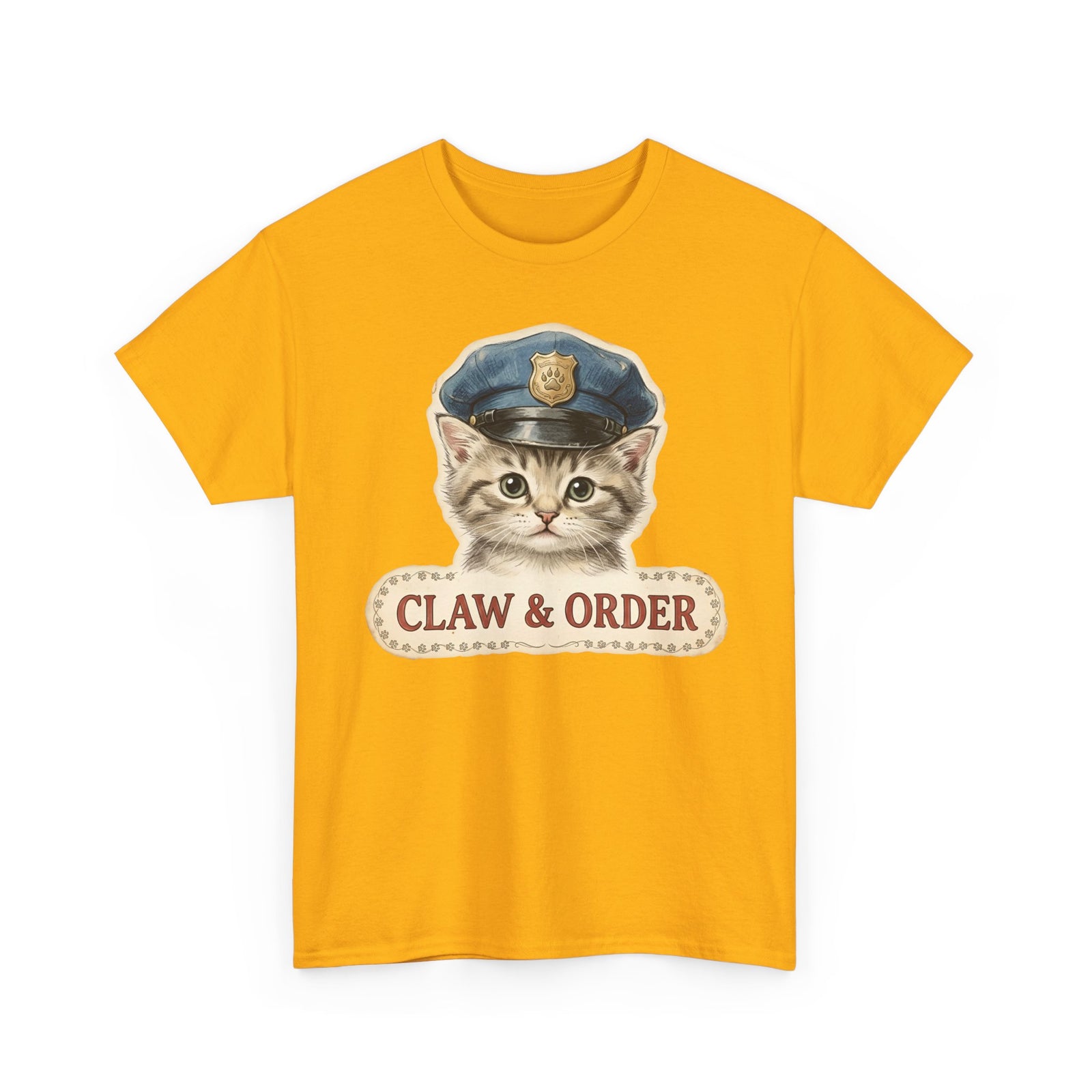 Claw and Order Cat T-Shirt — Funny Cat Crime Pun Tee