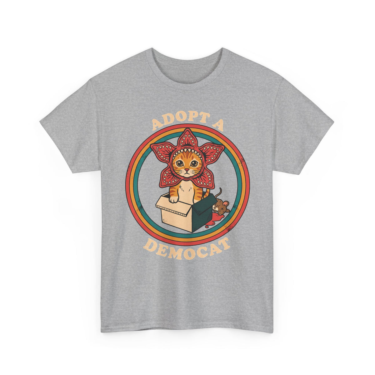 Adopt A Democat T-Shirt — Stranger Things Parody Orange Tabby Tee