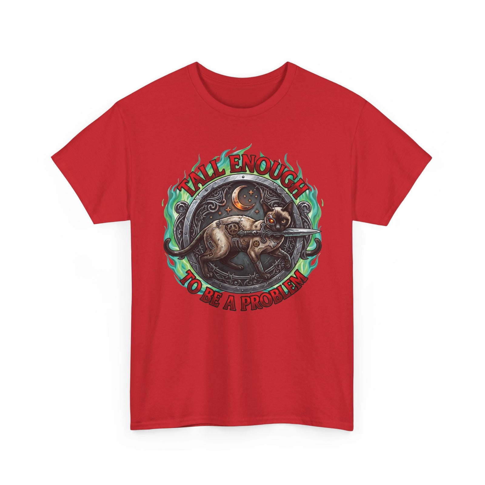 Tall Enough To Be A Problem Steampunk Cyber Cat Shirt — Gothic Dagger T-Shirt