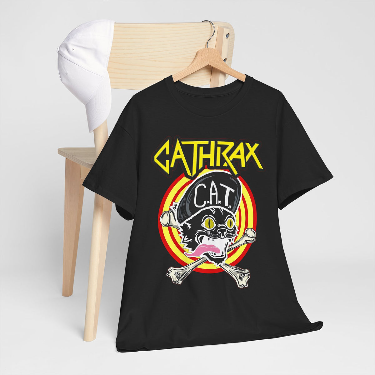 Cathrax Parody Cat T-Shirt — Heavy Metal Band Cat Graphic Tee