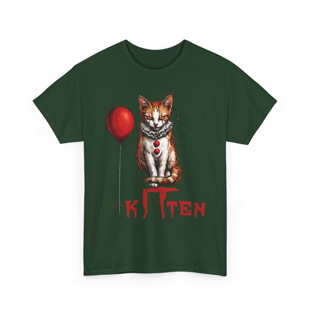 KITTEN Horror Clown T-Shirt — Spooky Orange Tabby Clown Cosplay Apparel