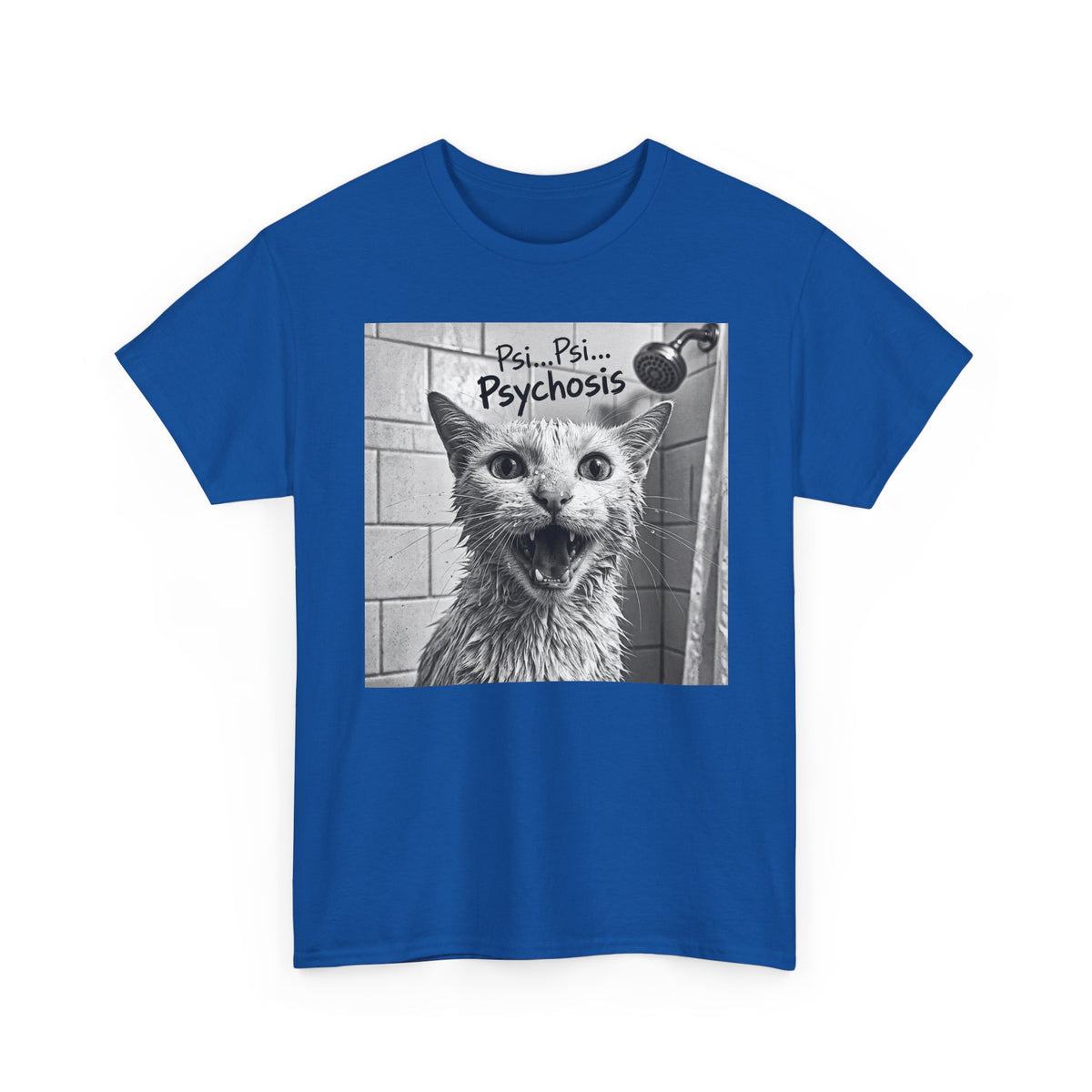 Psychosis Cat T-Shirt Funny Grunge Shower Cat Tee