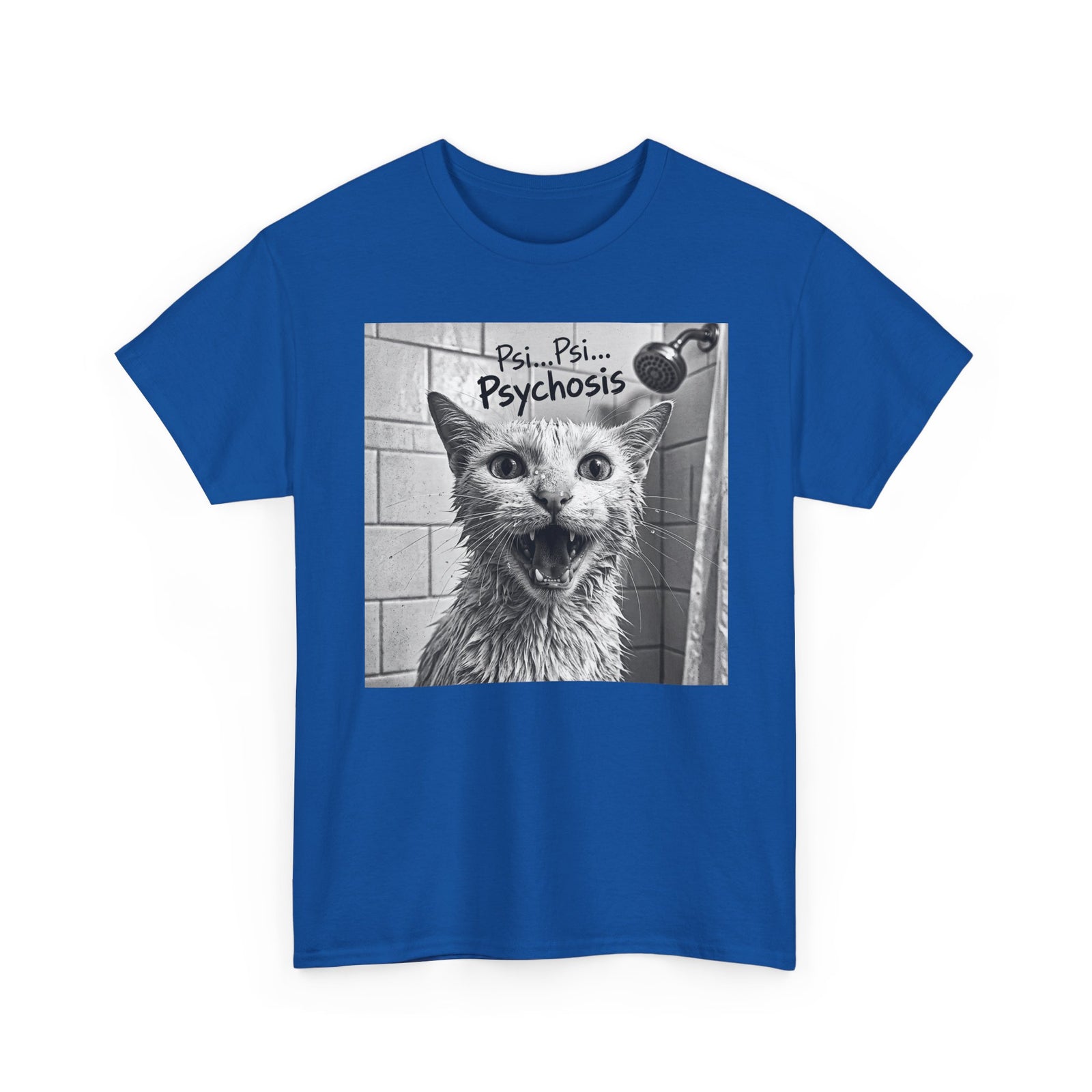 Psychosis Cat T-Shirt Funny Grunge Shower Cat Tee