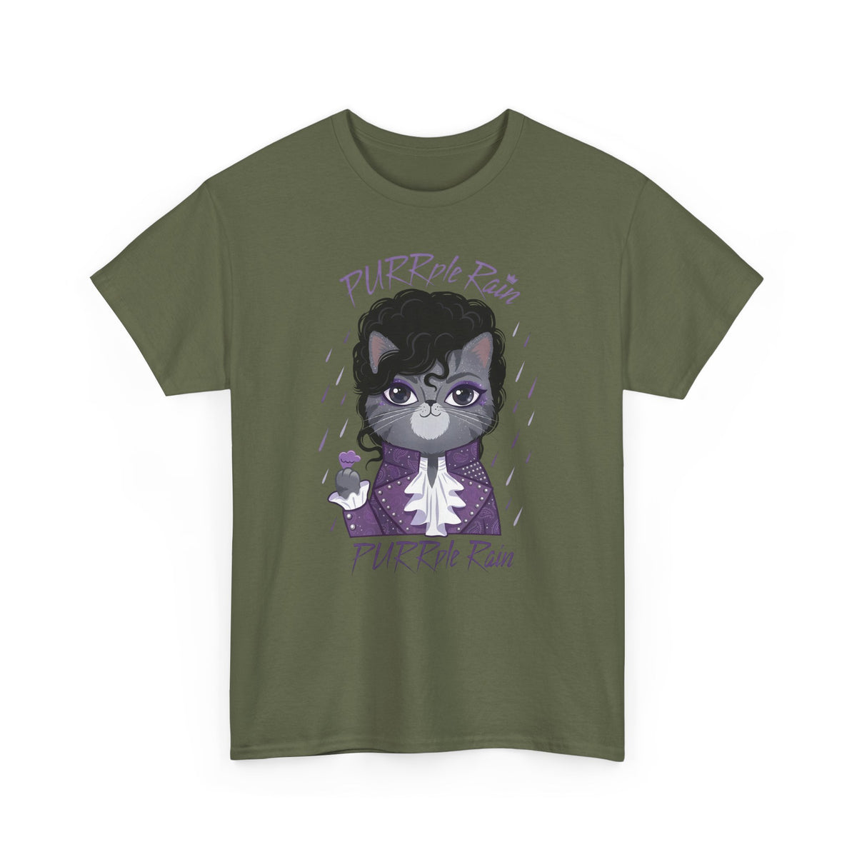 Purrple Rain Cat Parody T-Shirt — Cute Cat 'Purrple Rain' Graphic Tee