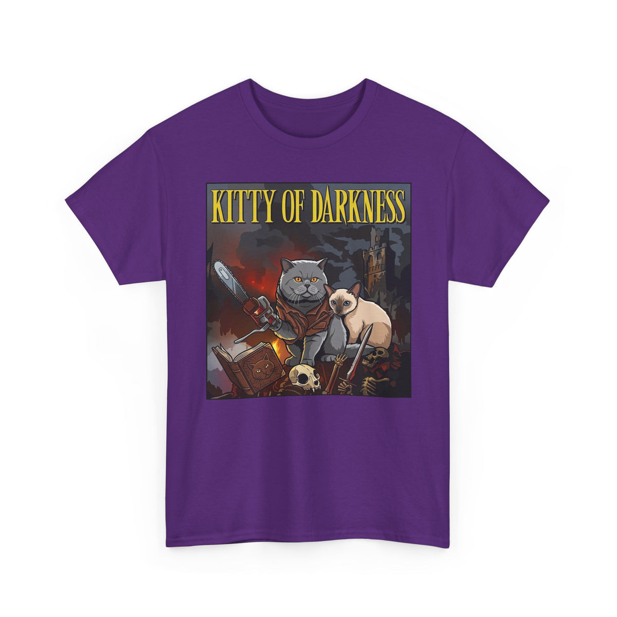 Kitty of Darkness Graphic Tee — Gothic Cat Horror Band Shirt