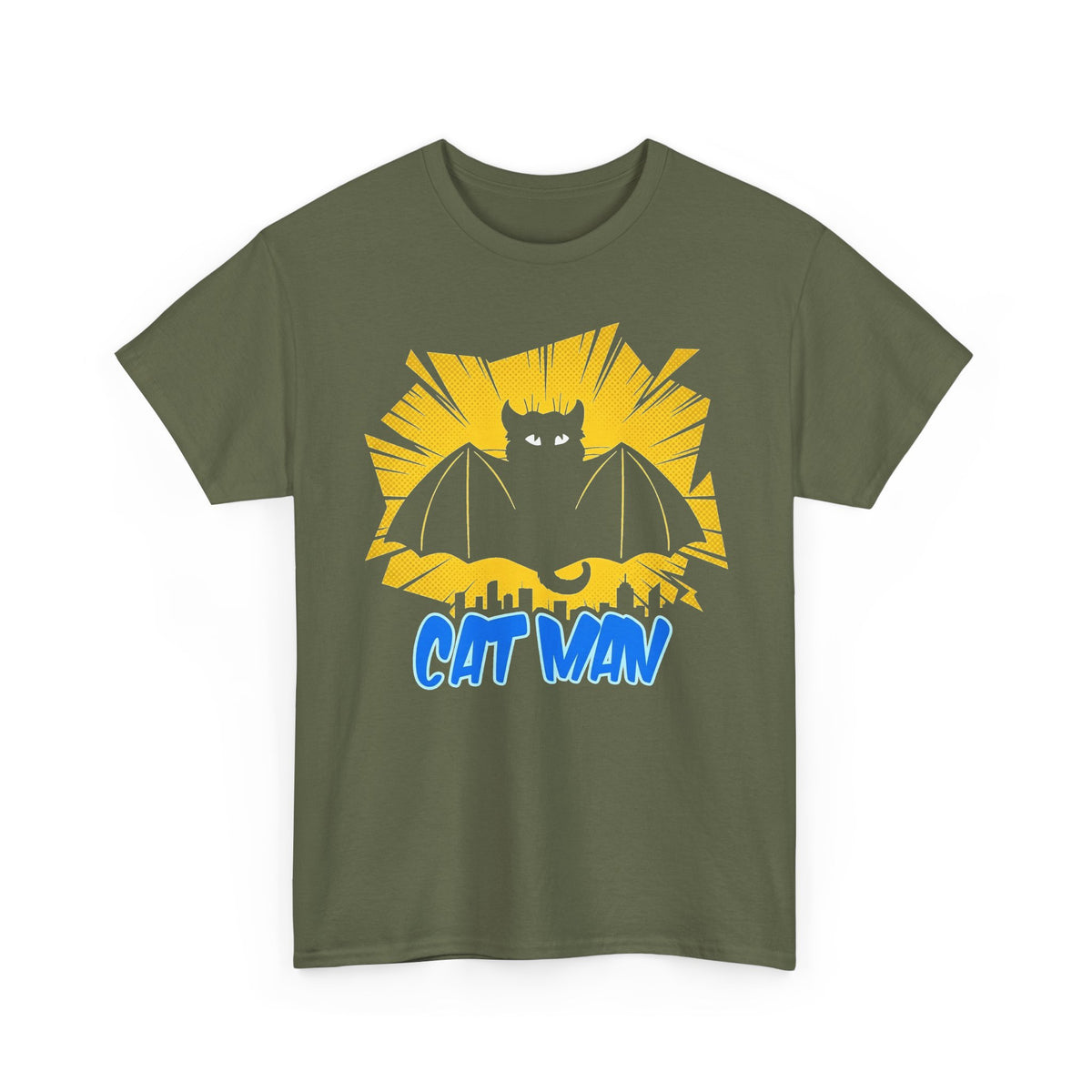 Cat Man T-Shirt — Funny Bat Cat Graphic Tee for Cat Lovers