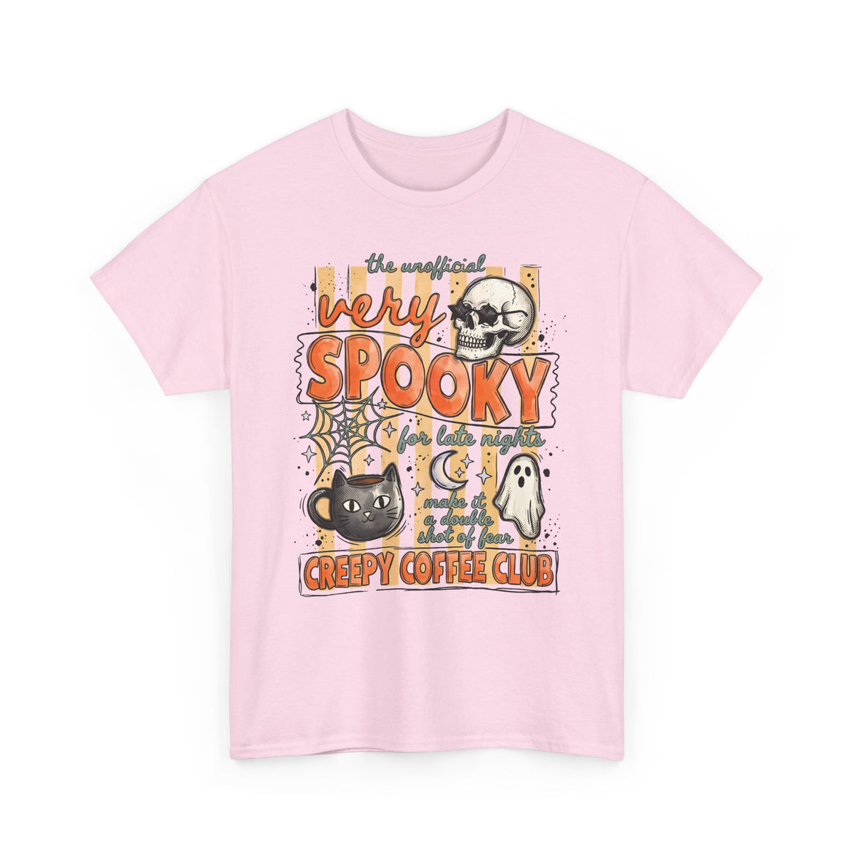 Creepy Coffee Club Black Cat Mug T-Shirt — Very Spooky Halloween Coffee Tee