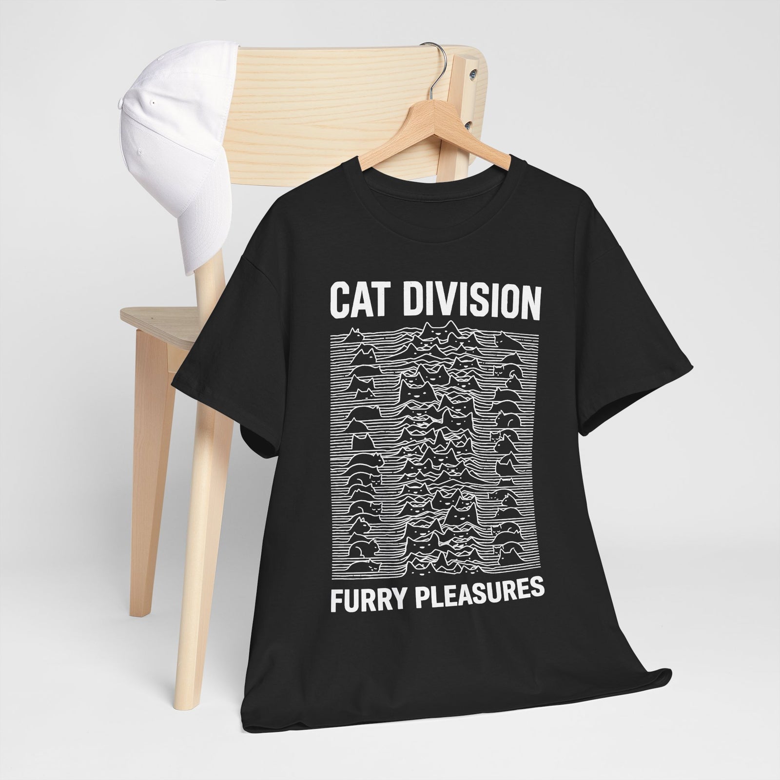 Cat Division Tee — "Furry Pleasures" Graphic Cat Silhouette Shirt