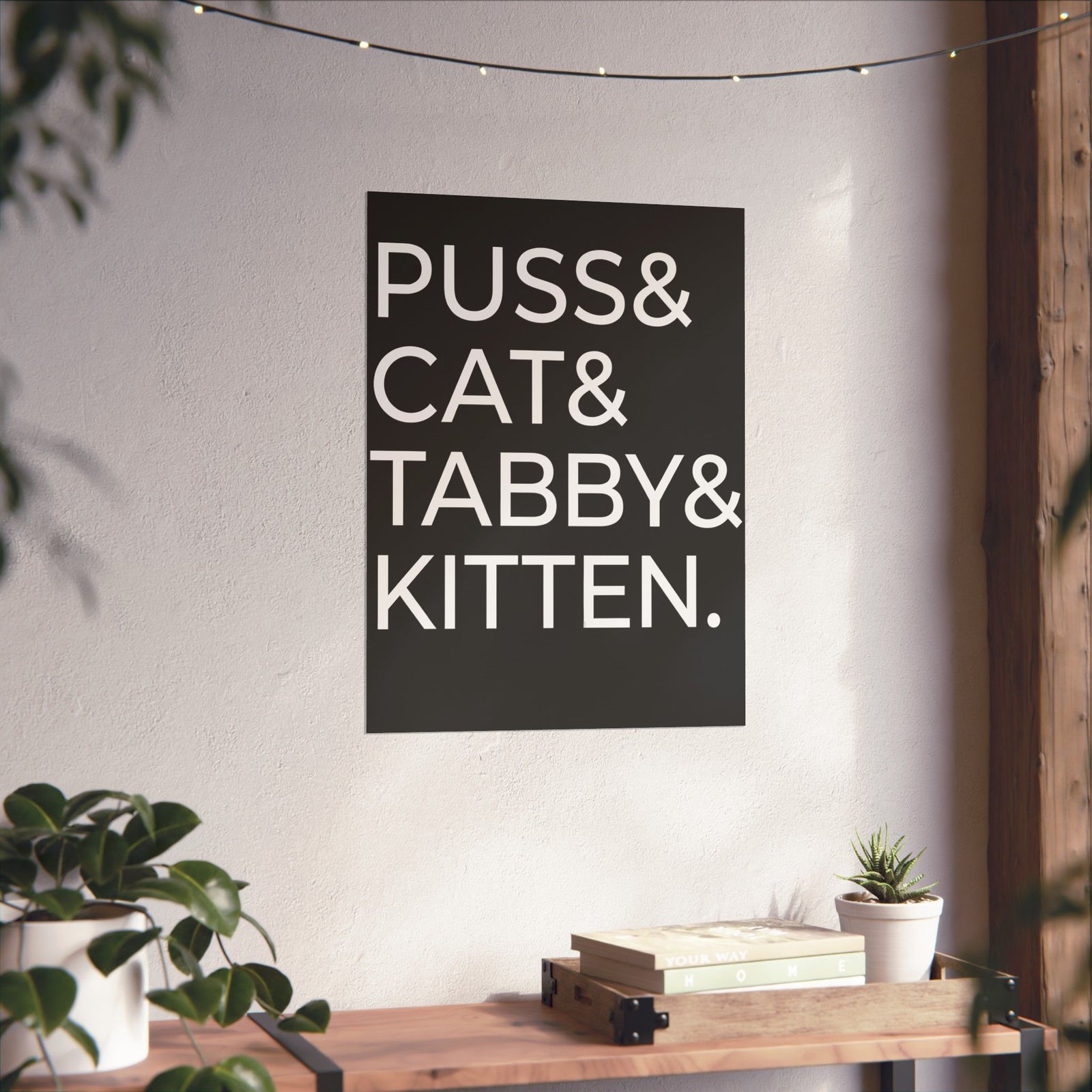 Puss and Kitten Cat Poster — Cute Tabby Cat Graphic Poster