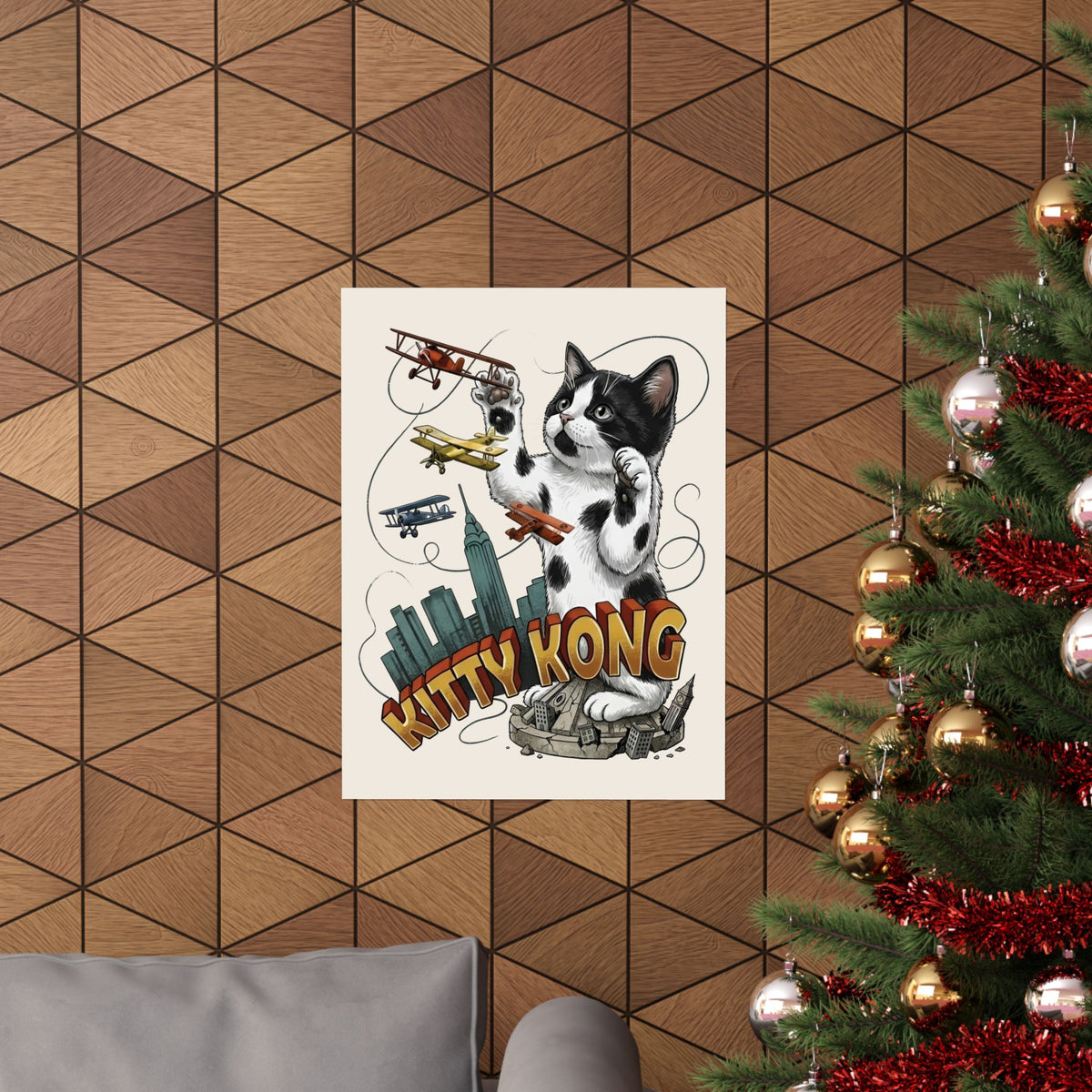 Kittie Kong Parody Cat Poster — Funny Vintage-Style Cat Poster